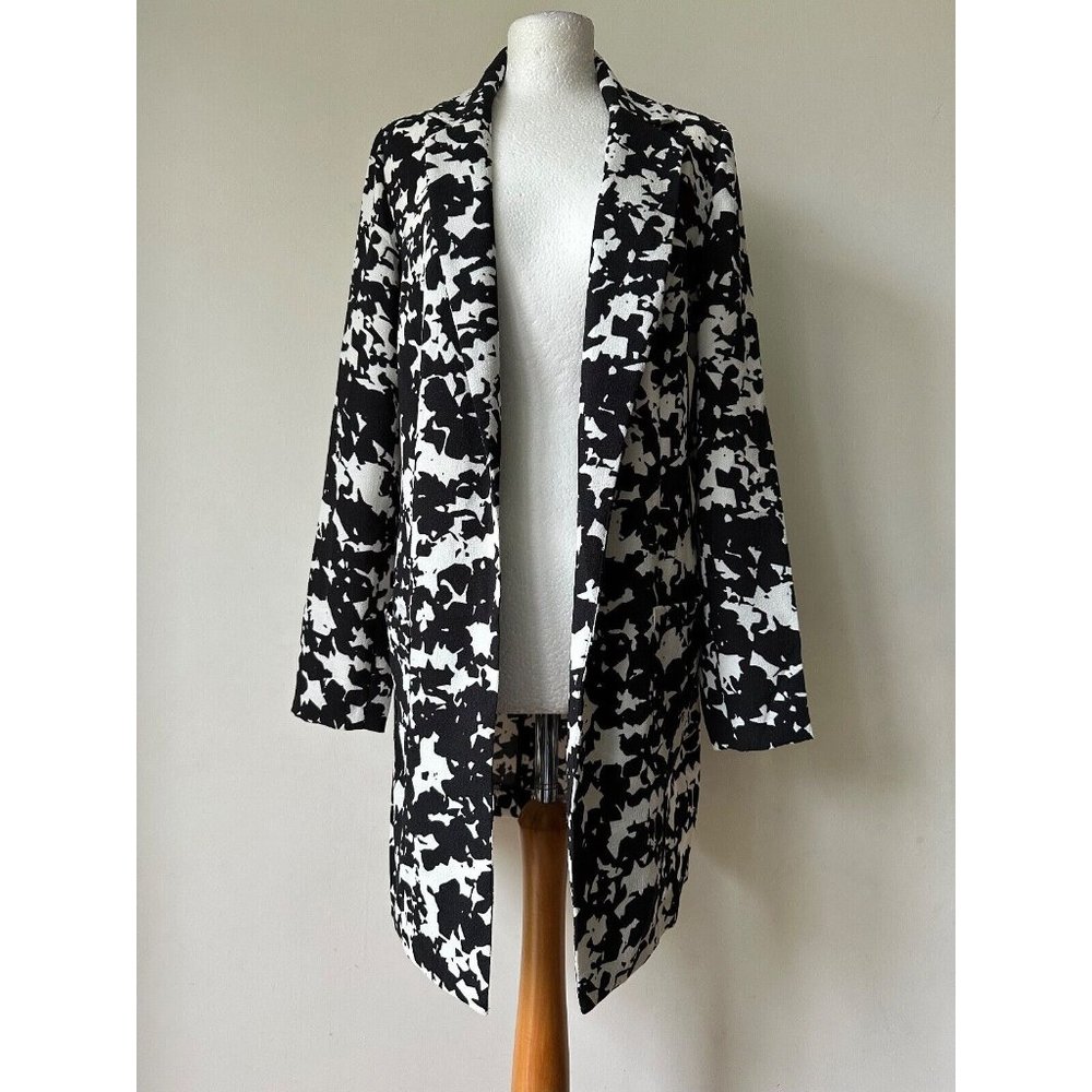 Anthology Black & White Longline Jacket Size 12 Lightweight Jacket - Picture 1 of 4